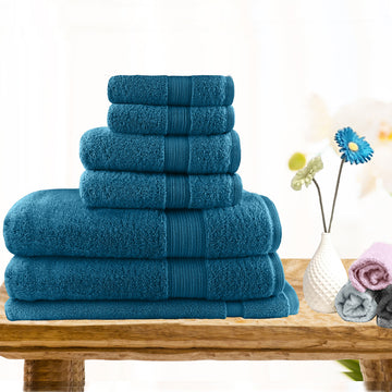 7pc light weight soft cotton bath towel set teal - Bath Towel - Zanlana Design and Home Decor