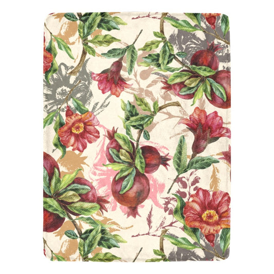 Pomegranate Floral Ultra-Soft Micro Fleece Blanket - Blanket - Zanlana Design and Home Decor